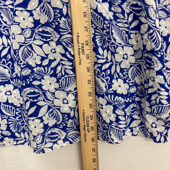 Woolworths Blue White Floral Tie Front Swiss Dot Textured Blouse Large Feminine - Picture 5 of 9
